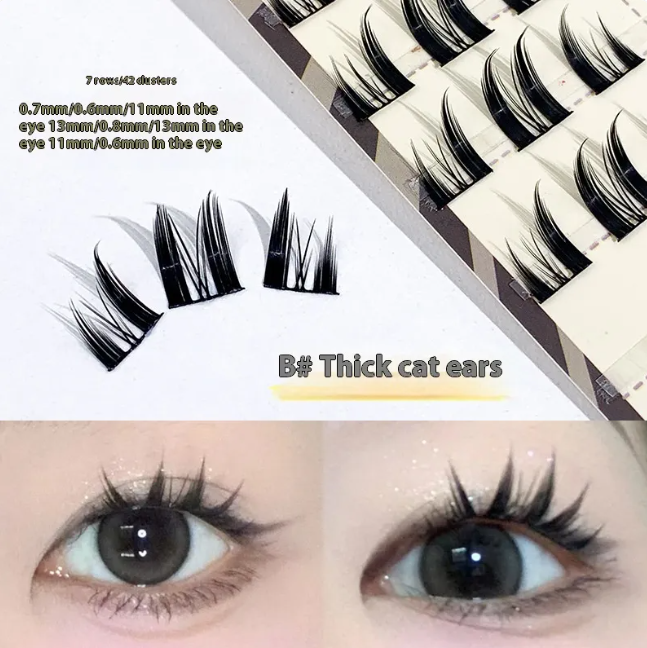 Portable Segmented Cat Ear & Crescent False Eyelashes