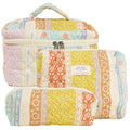 Generic Quilted Makeup Bag Set Cute Makeup Bag Cotton Floral Makeup Bag Set Aesthetic Coquette Toiletrybag for Travel Toiletry (Patchwork)