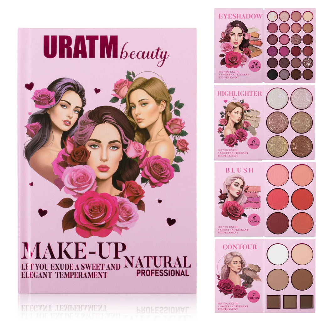 Narsen 4-Layer Book-Style Foldable Makeup Palette Set | Portable & Long-Lasting | Contour Blush Highlight Eyeshadow Professional 43 Shades Suitable for Multiple Skin Tones & Makeup Looks Gift Idea