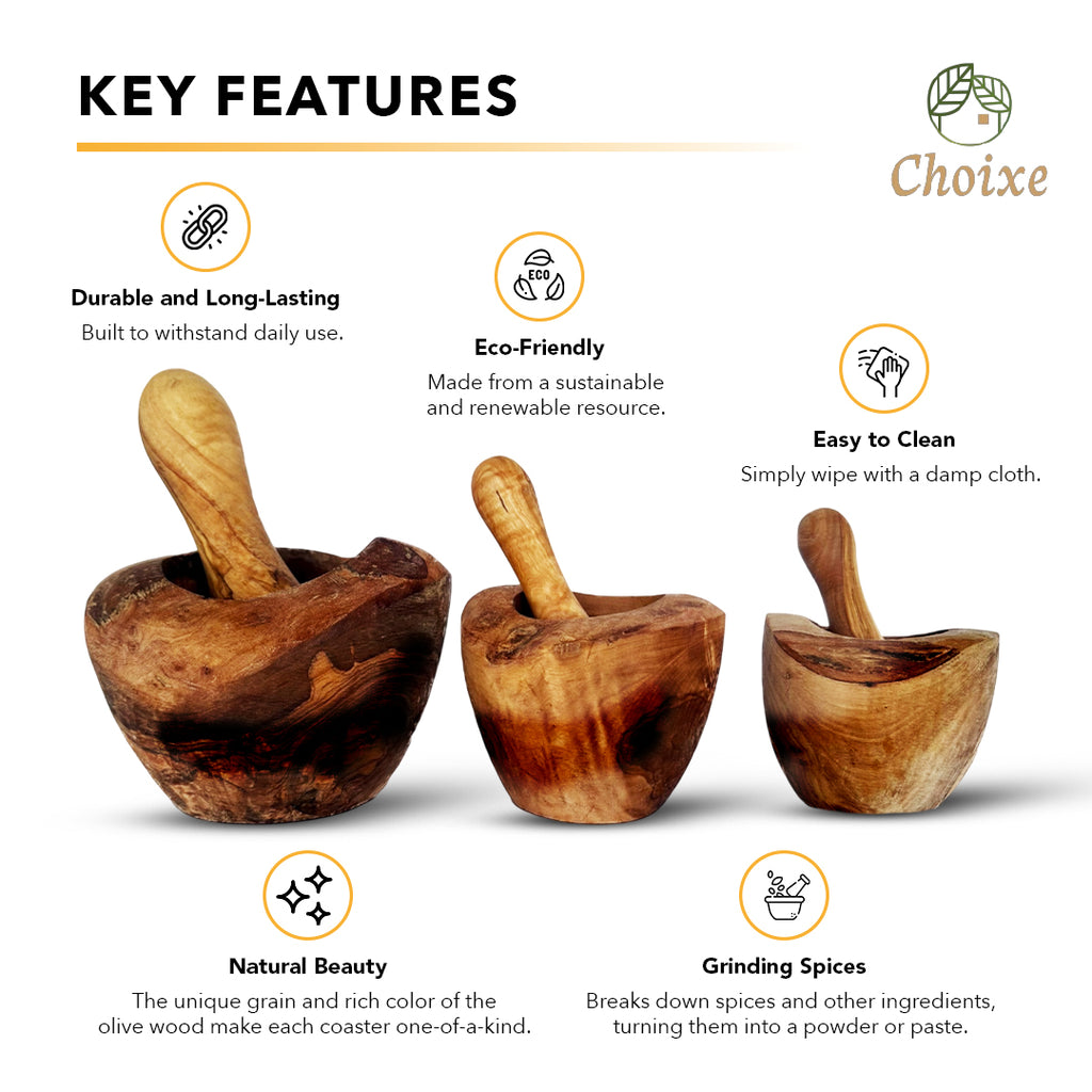 Olive Wood Rustic Mortar and Pestle DIY Makeup