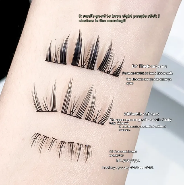Portable Segmented Cat Ear & Crescent False Eyelashes