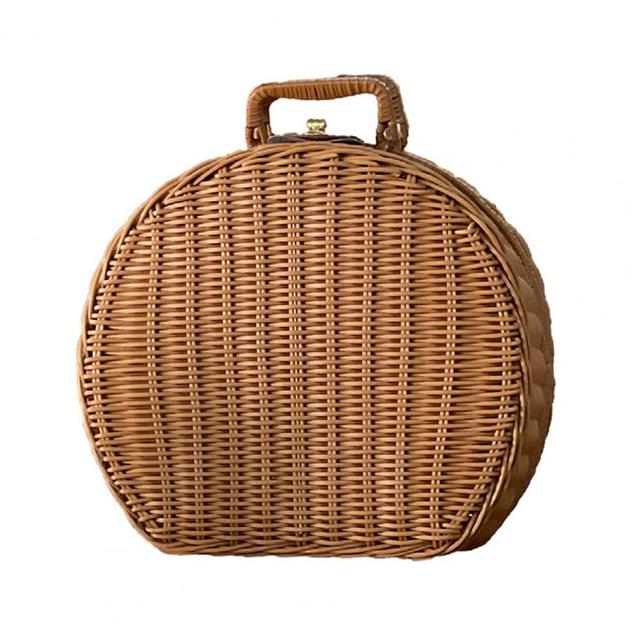 Vintage Rattan Makeup Storage Box - Portable Organizer Suitcase