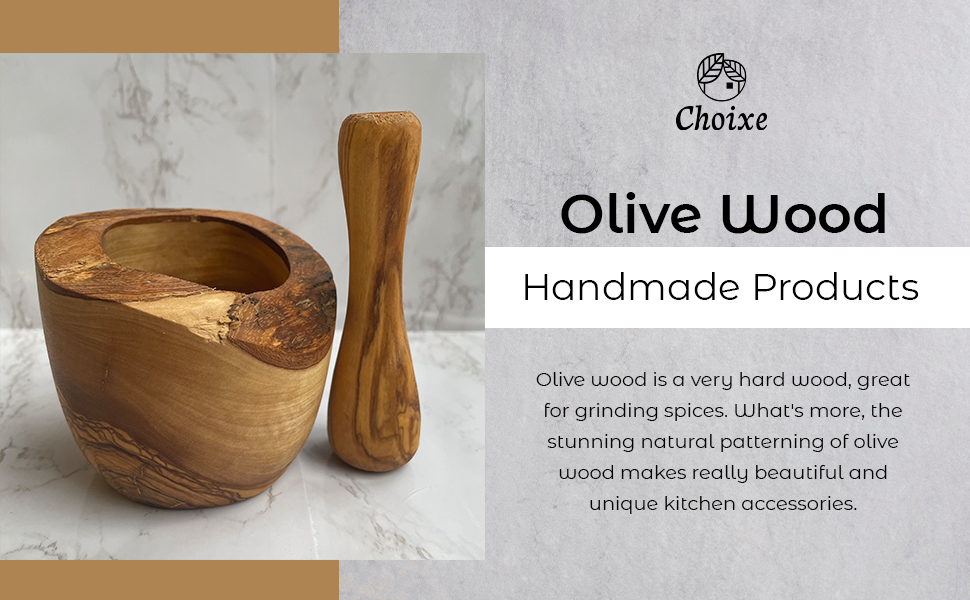 Olive Wood Rustic Mortar and Pestle DIY Makeup