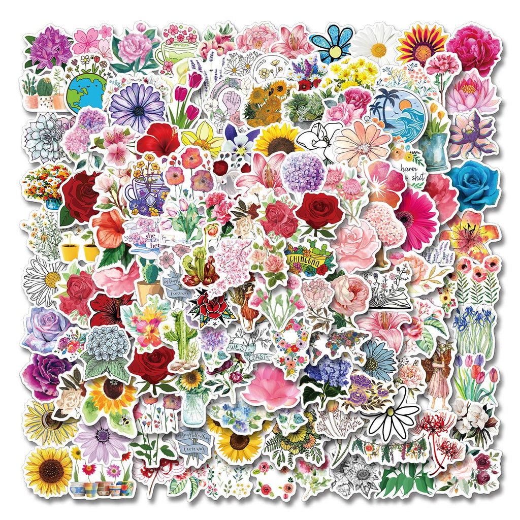 200 Pcs Flower StickersVinyl Waterproof Stickers for LaptopBumperSkateboardWater BottlesComputerPhone Cute Flower Stickers for Kids Teens Adult.(Flower 200PCS Stickers)