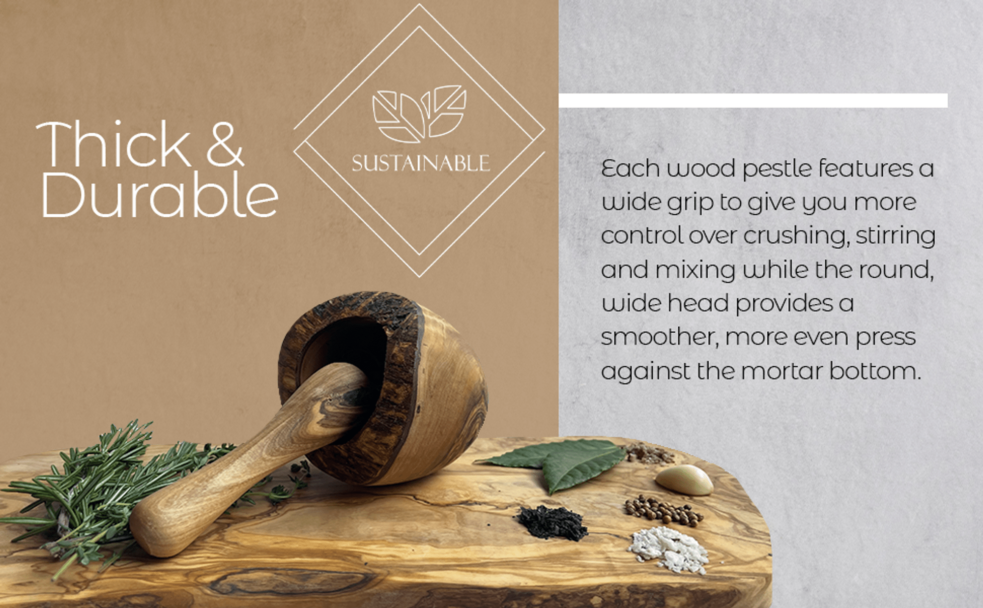 Olive Wood Rustic Mortar and Pestle DIY Makeup