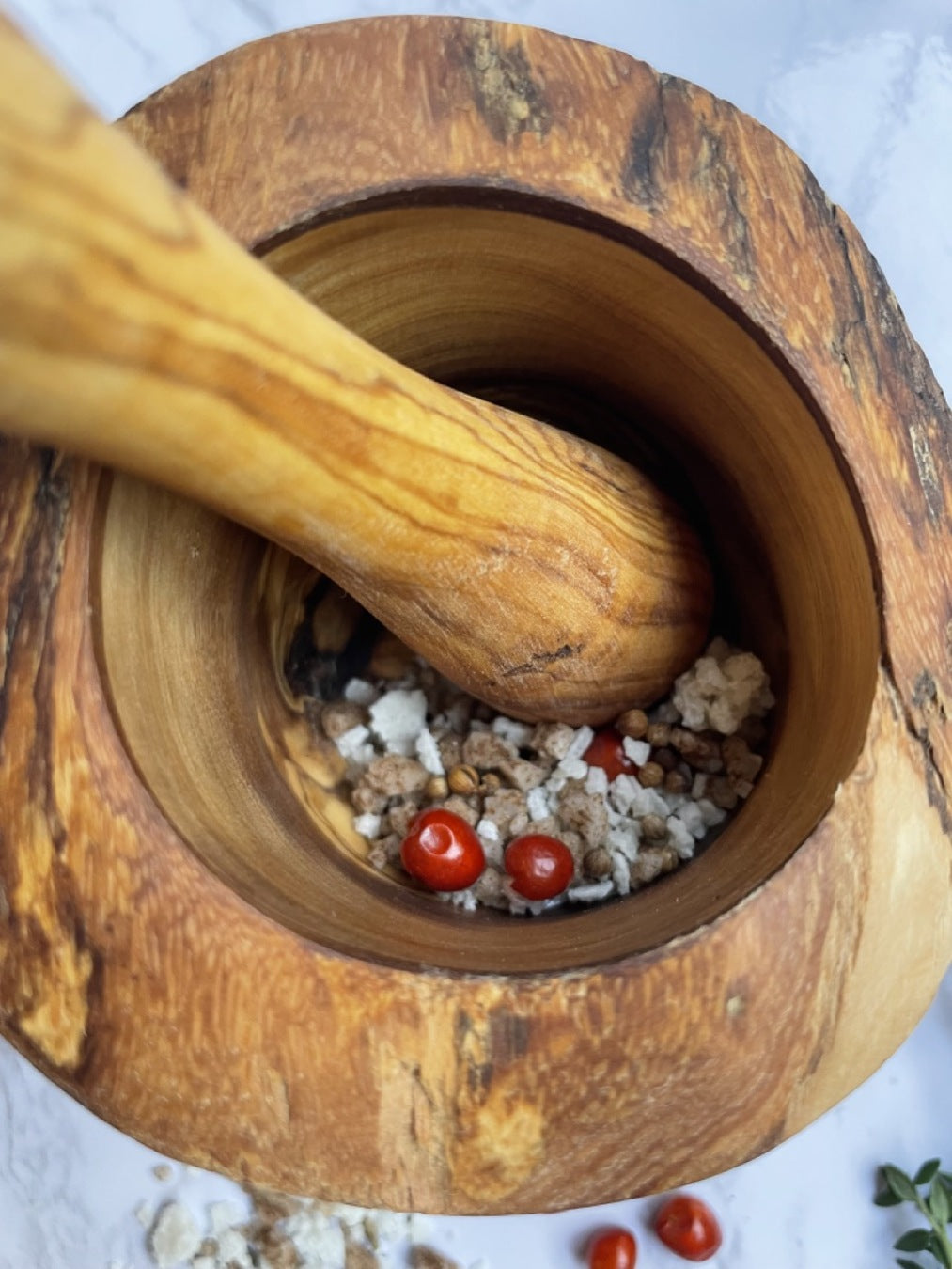Olive Wood Rustic Mortar and Pestle DIY Makeup