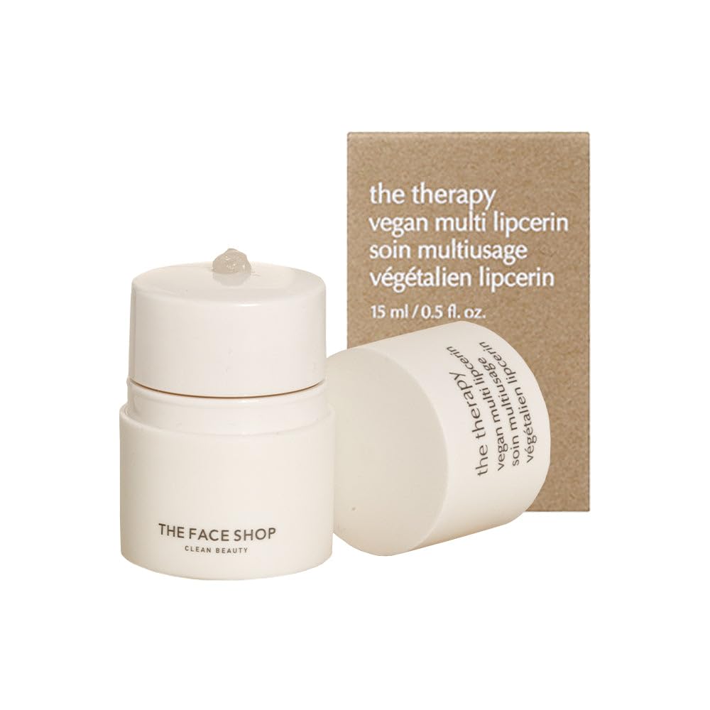 The Face Shop The Therapy Vegan Lip Butter Moisturizing Lip Balm Shea Butter & Sunflower Oil & Peptide Lip Sleeping Mask for Sensitive Skin & Dry Cracked Lips For Kids & Adults Korean Skin Care
