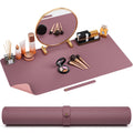 Noverlife Large Leather Table Mat for Makeup Vanity Desk Cover Pad Easy to Clean Countertop Protector Laptop Desk Writing Mat Craft Mat Nail Table Pad for Home Office Pink+Purple(31.5x15.7in)