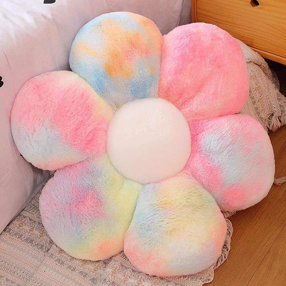 lannery Flower Plush Throw Pillows Flower Floor Pillow Seating Cushion Toy for Reading Room Watching TV (25.6" Color)
