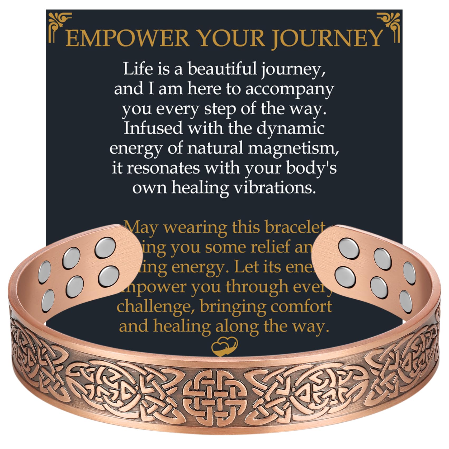 Healing Jecanori Copper Bracelet Effective 18X Strength Magnetic Copper Bracelets for Men Mens 99.99% Pure Solid Copper Therapy Bracelets