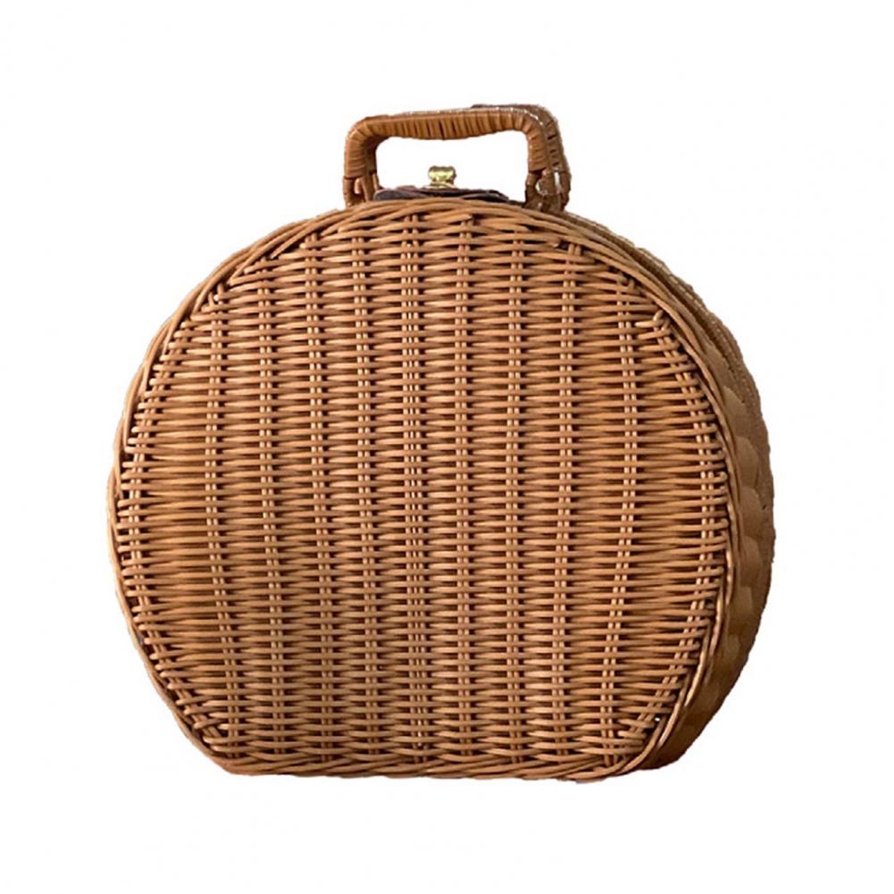 Vintage Rattan Makeup Storage Box - Portable Organizer Suitcase