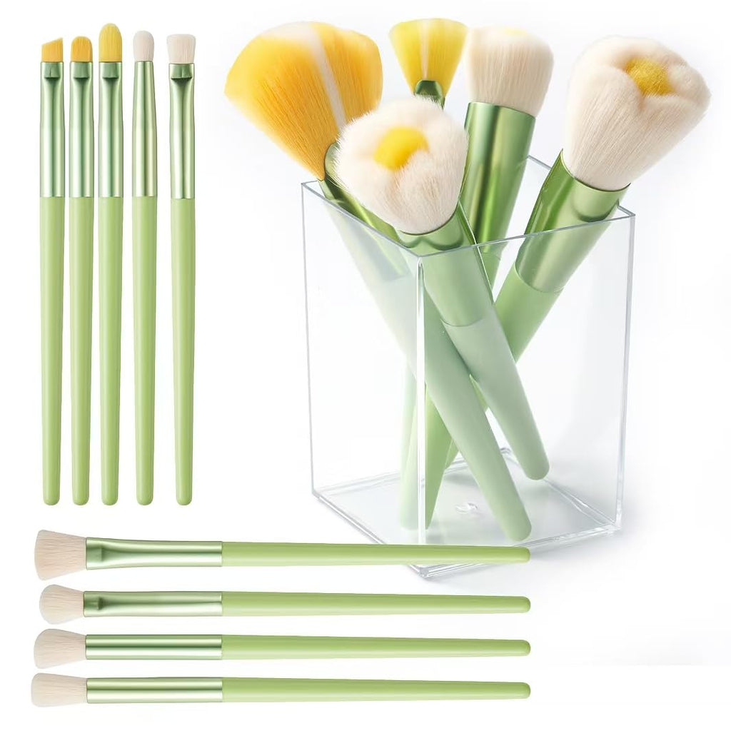 RAEEIKPHZ Cute Makeup Brush Set for Girls 14pcs Eye Detail Brush Set Premium Synthetic Super Soft Foundation Face Brush Kit with Blush Eyeshadow Lip Fan Brush for Teen Girls Women