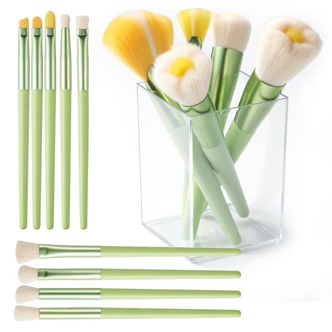 RAEEIKPHZ Cute Makeup Brush Set for Girls 14pcs Eye Detail Brush Set Premium Synthetic Super Soft Foundation Face Brush Kit with Blush Eyeshadow Lip Fan Brush for Teen Girls Women
