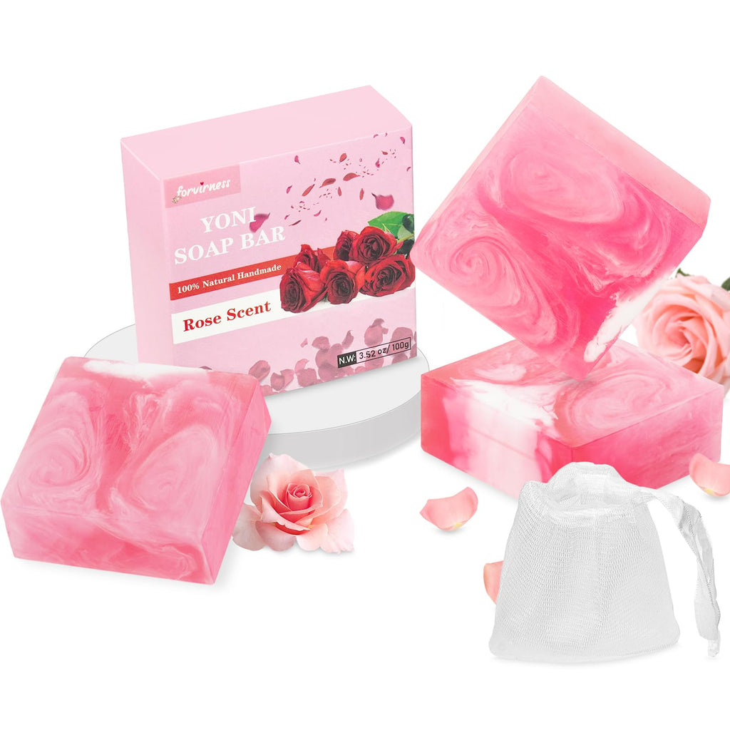 3 Pack Yoni Bar Soap Yoni Wash Yoni Soap Feminine Wash for Women PH balance 100% Natural Organic Intimate Soap for Vaginal Wash Yoni Wash Moisturizing Rose Scent Vagina Soap