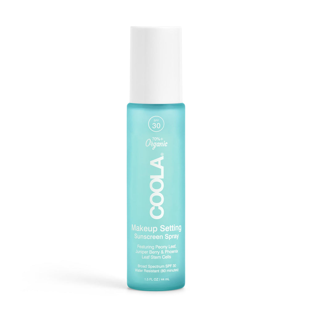 COOLA Organic Makeup Setting Spray with SPF 30 Hydrating Makeup Protection & Sunscreen made with Cucumber & Aloe Vera Dermatologist Tested Alcohol Free 1.5 Fl Oz
