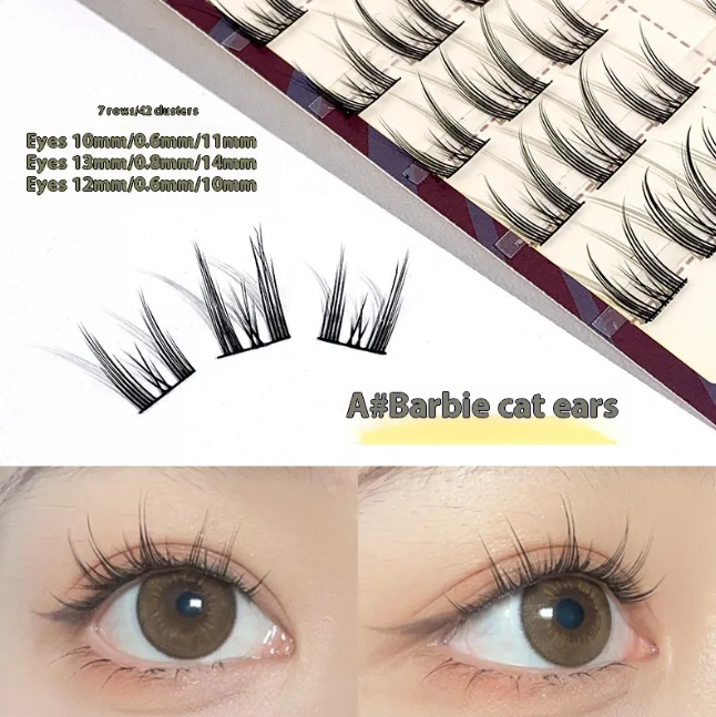 Portable Segmented Cat Ear & Crescent False Eyelashes