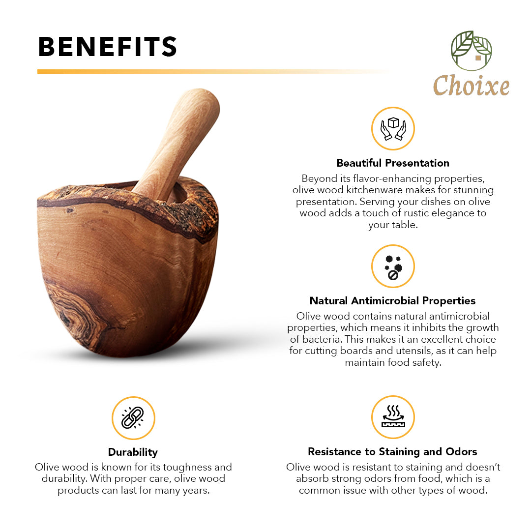 Olive Wood Rustic Mortar and Pestle DIY Makeup
