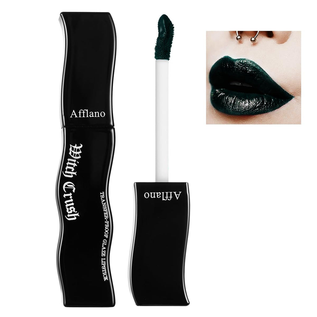 oygcee Dark Green Vampy Lip Gloss - Long-Lasting Non-Sticky & Moisturizing | High Pigmented Waterproof Glossy Finish for Gothic Halloween Vampire & Party Makeup | Vegan